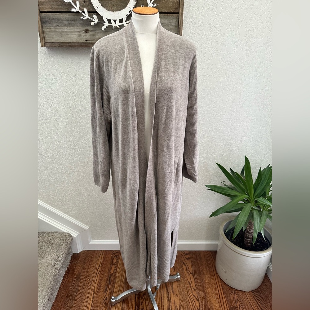Barefoot Dreams CozyChic Ultra Lite Cardigan Duster in Taupe Gray size 1X